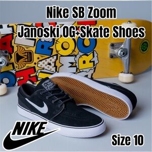 Nike SB Zoom Janoski OG Skate Shoes - Black and White, Size 10 New